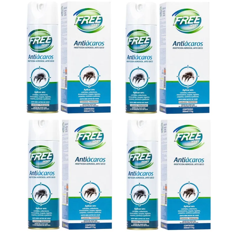 Kit Com 04 Antiácaros Free Inset 300ml Cada