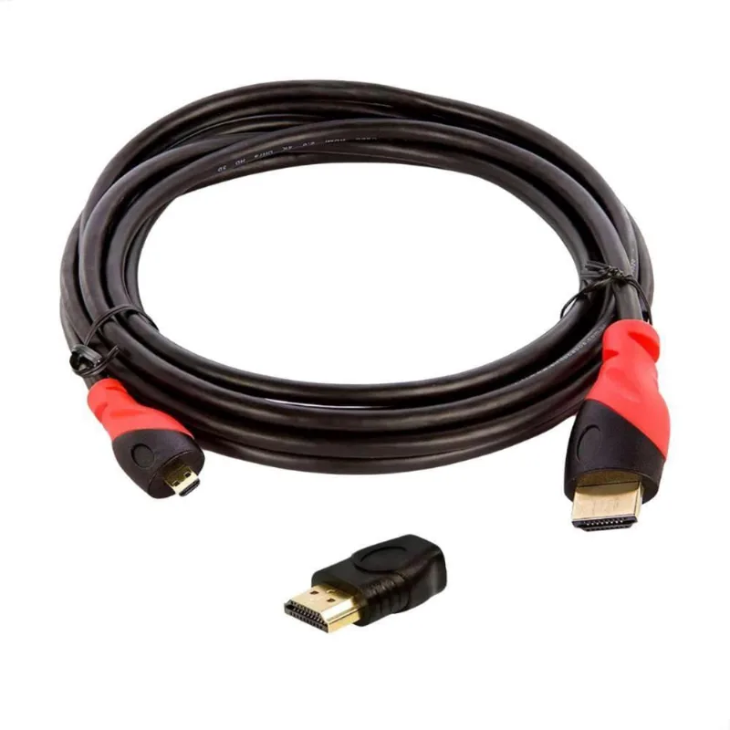 Kit Com Cabo Micro Hdmi Para Hdmi 2.0 + Adaptador - 5 Metros