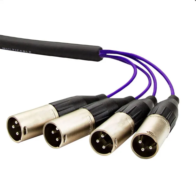 Multicabos Com Conectores XLR 4 Vias - Amphenol 8 Metros