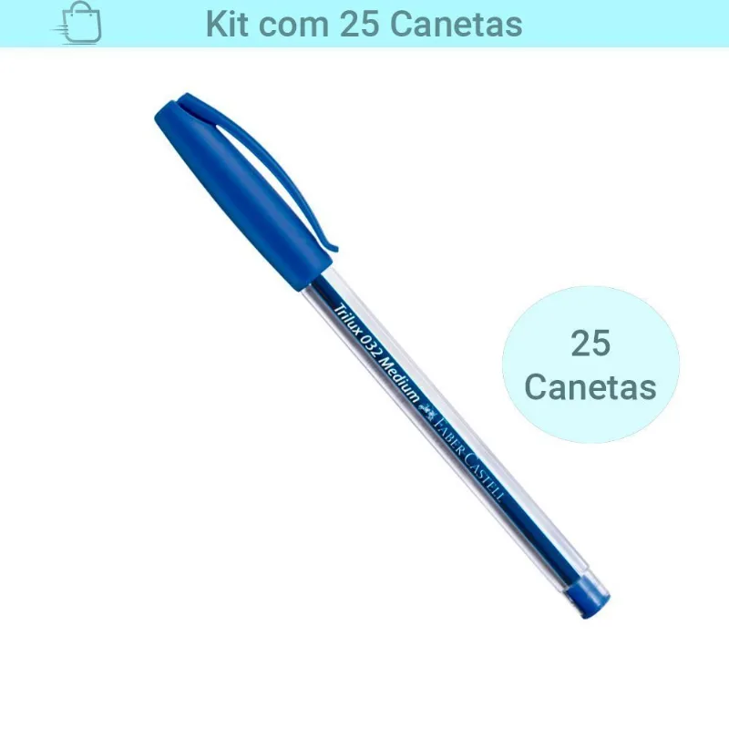 Kit Caneta Trilux 032 Faber-castell Azul 25 Unidades