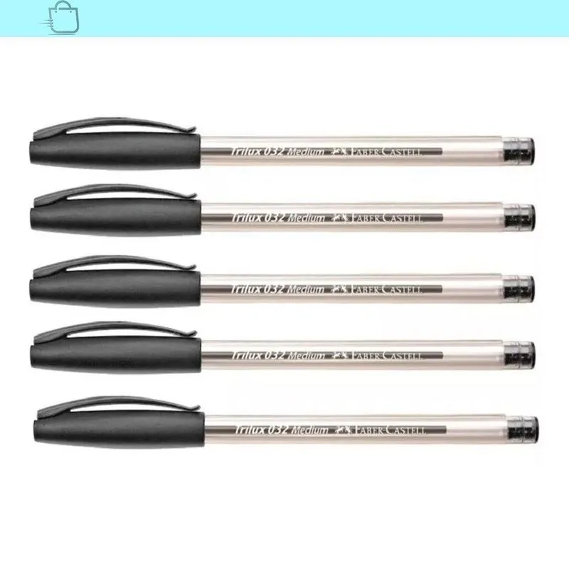 Kit Caneta Trilux 032 Faber-Castell Preta 5 Unidades