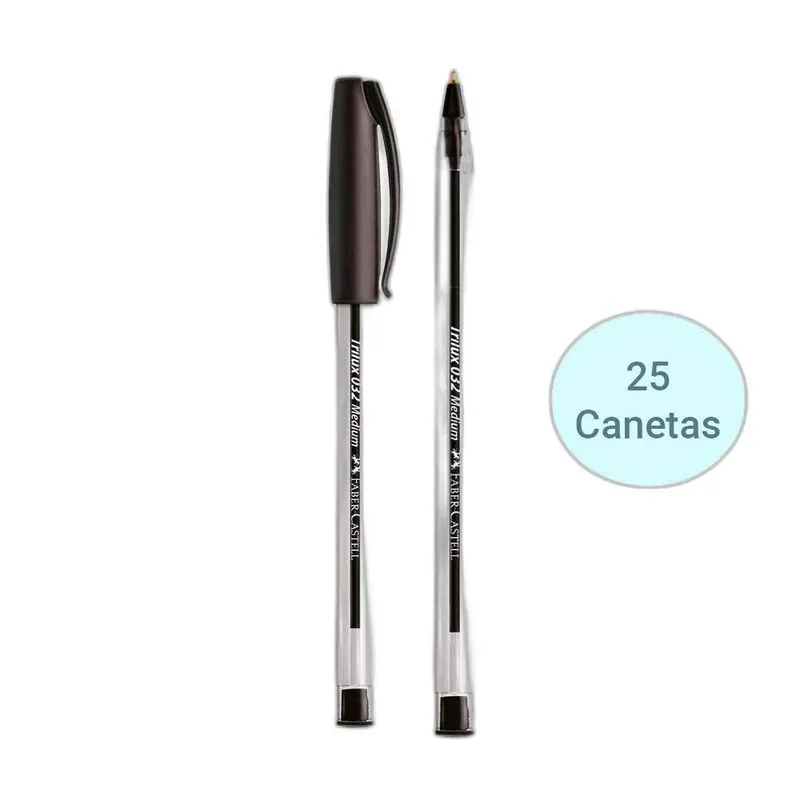 Kit Caneta Trilux 032 Faber-Castell Preta 25 Unidades