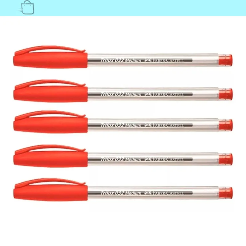 Kit Caneta Trilux 032 Faber-castell Vermelha 5 Unidades