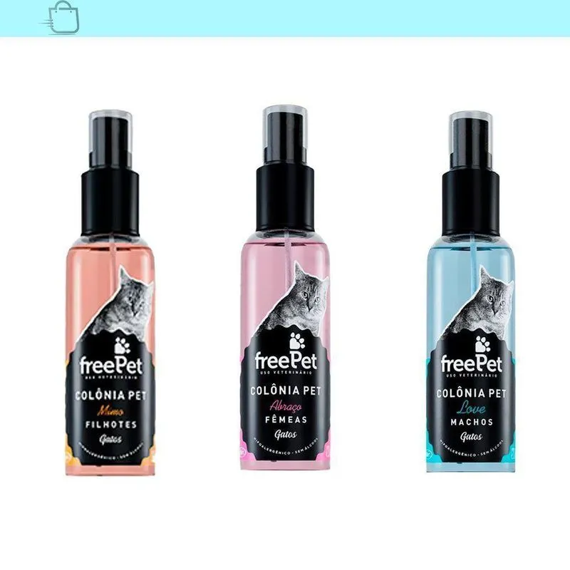 Kit 3 Perfumes Pós Banho Gatos Macho Femea Filhotes 120ml