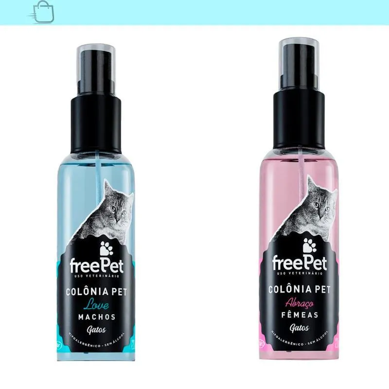 Kit 2 Colonias Freepet Gatos Macho Femea 120ml