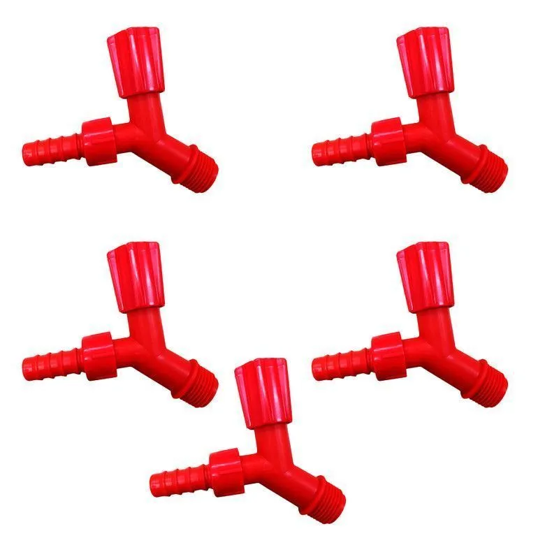 Kit 5 Torneiras Para Tanque E Jardim Bico 3/4 Vermelha