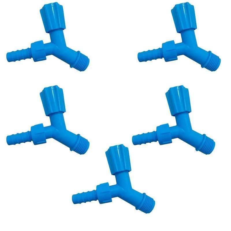 Kit 5 Torneiras Para Tanque E Jardim Bico 3/4 Azul Neon