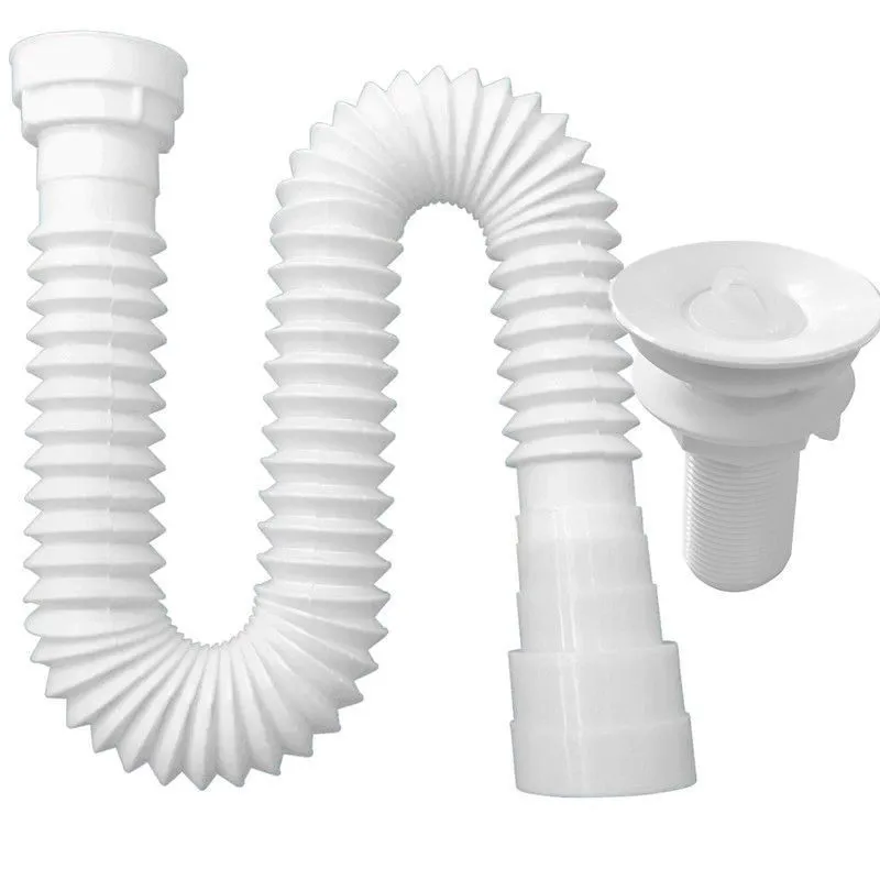 Sifão Sanfonado Multiuso 72cm Branco Com Valvula