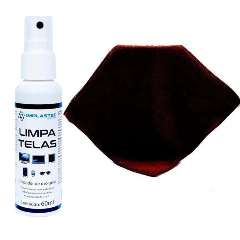 Kit Limpa Telas Clean 60ml Com Pano Microfibra Marrom