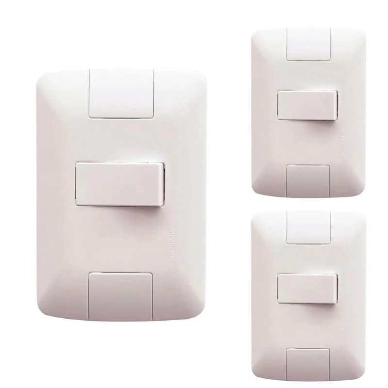 Kit 3 Cj 4X2 1 Interruptor Simples Horiz Tramontina 6 A 250V