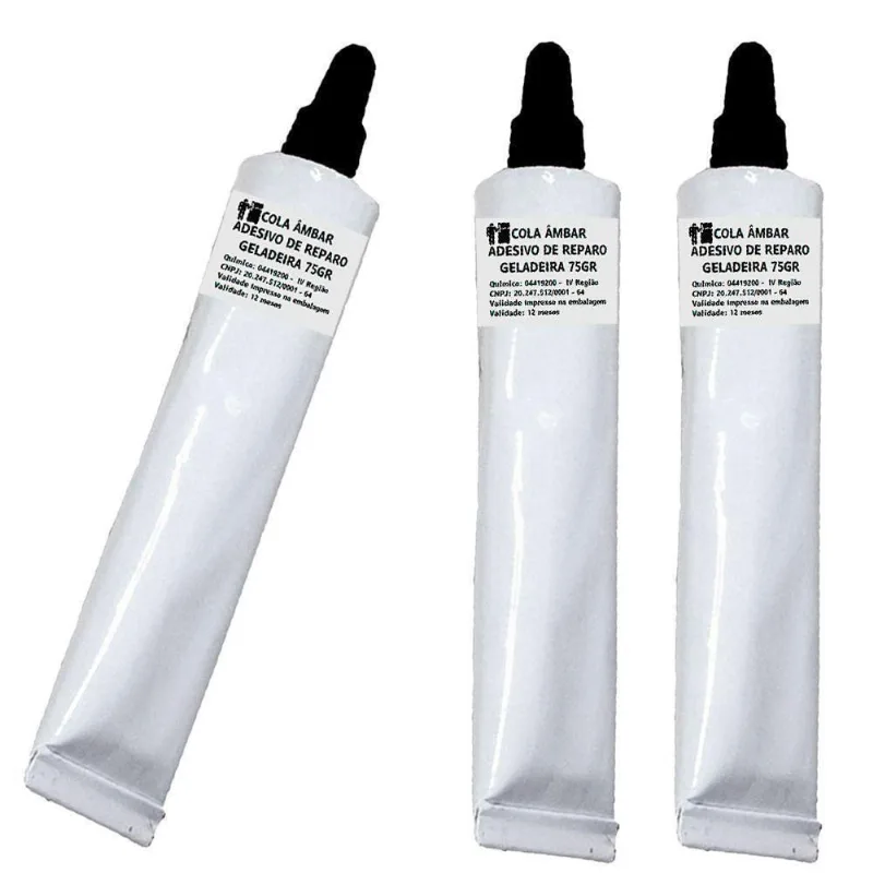 Kit 3 Adesivo De Contato Cola Reparo Gaxeta Geladeira Ambar