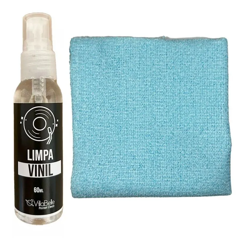 Kit Limpeza De Discos Vinis Com Pano Azul Claro