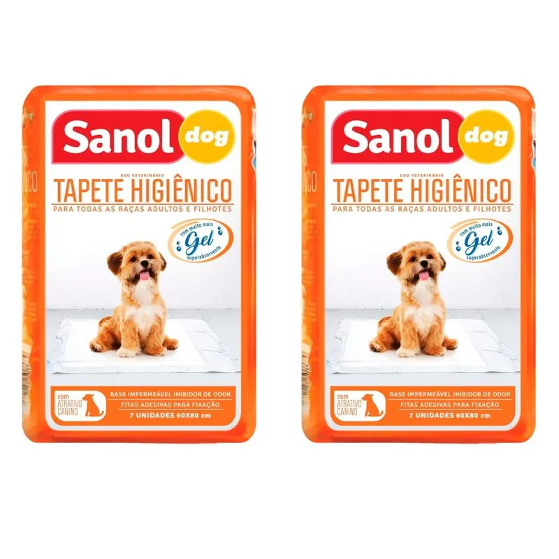 Kit 2 Tapetes Higiênicos Descartáveis Para Cães 60x80 Sanol Dog