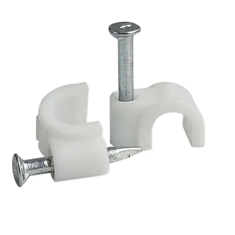 Kit 200 Grampo Fixa Fio Cabo Coaxial Miguelo 5Mm Branco