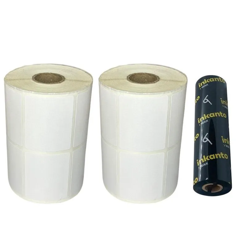 2 Rolos Etiqueta Zebra Zd220 50X40 Cm + 1 Ribbon 110X74