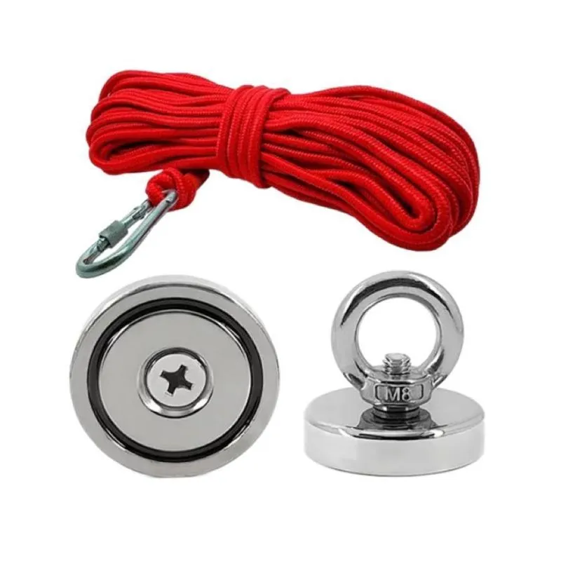 Imã Neodímio Pesca Magnética 48Mm 80 Kg Tração 10M Corda