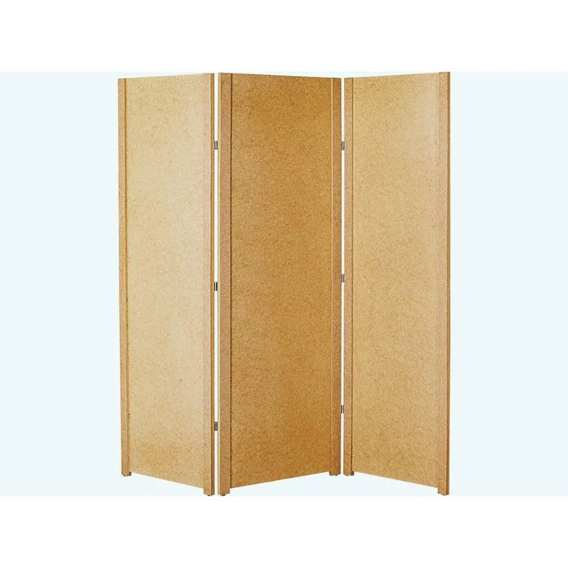Kit 3 Biombo Folha Liso Ripado Madeira Mdf Divisor Ambiente
