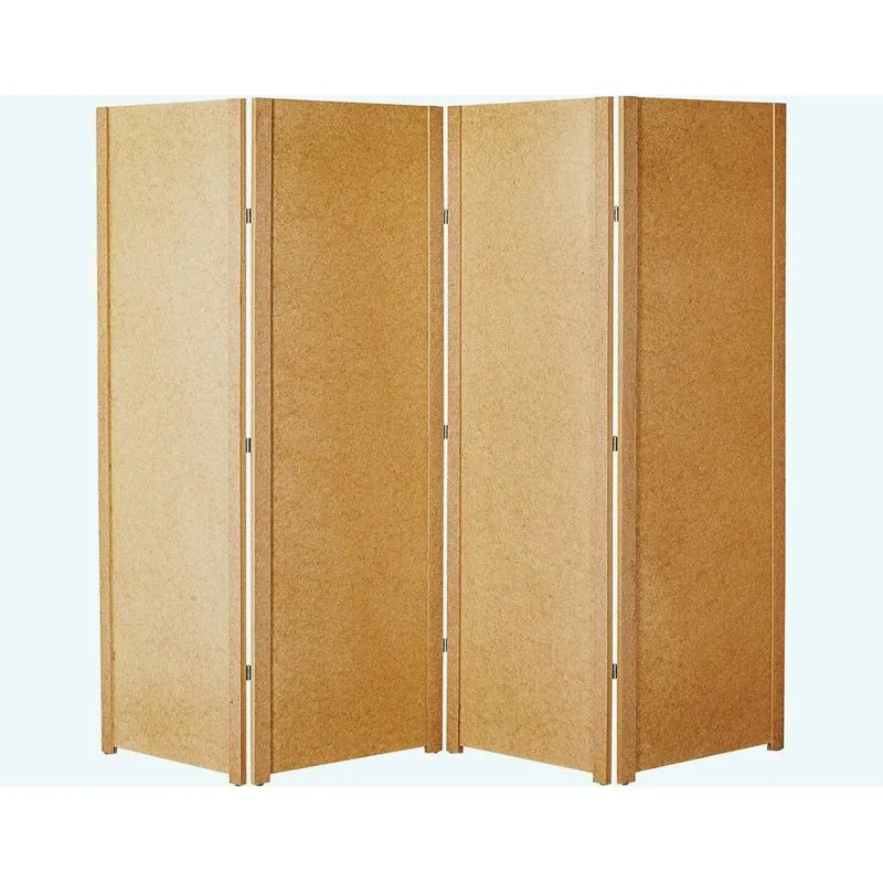 Kit 4 Biombo Folha Liso Ripado Madeira Mdf Divisor Ambiente