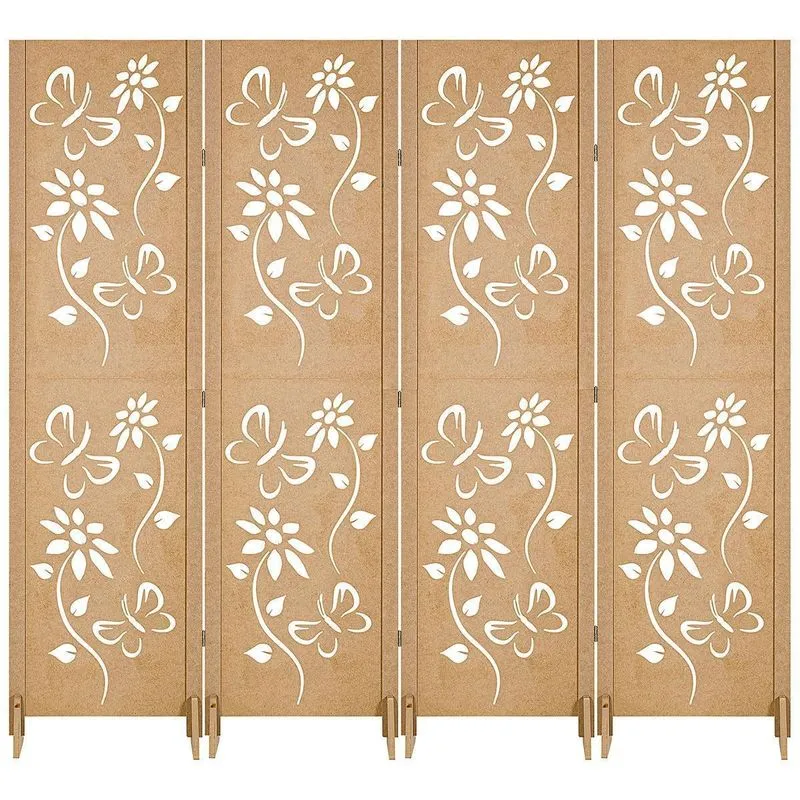Kit 4 Biombo Floral Repartido Separador Divisor Com Pés