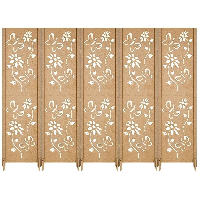Kit 5 Biombo Floral Repartido Separador Divisor Com Pés