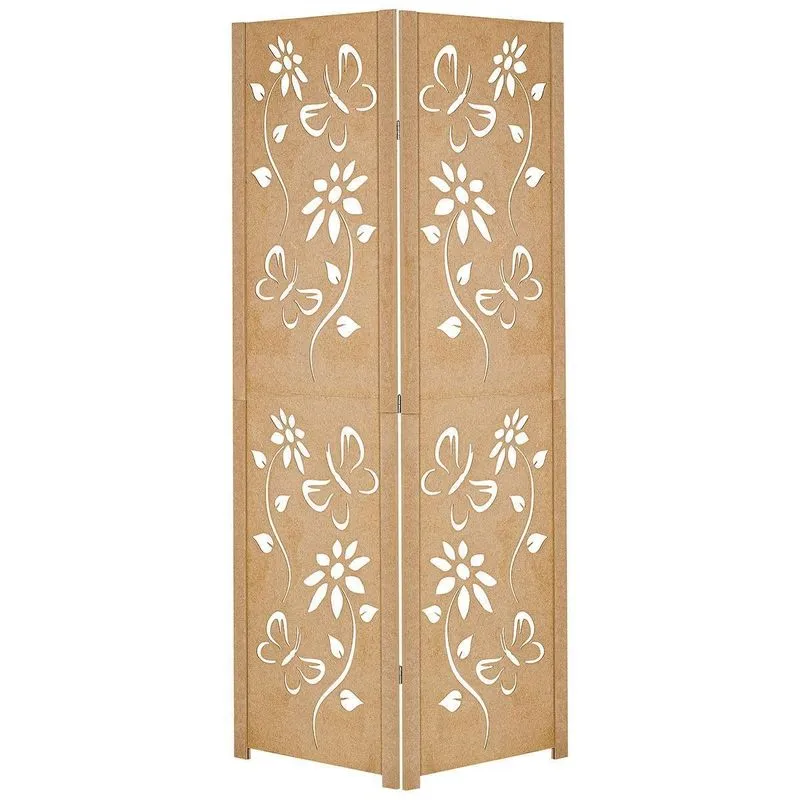 2 Biombo Floral Repartido Separador Divisor Ambiente