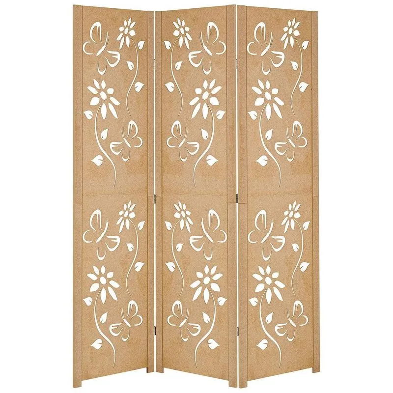 Kit 3 Biombo Floral Repartido Separador Divisor Ambiente