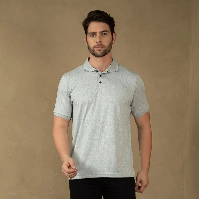 Camiseta Polo Masculina Poliéster e Elastano Mescla Claro