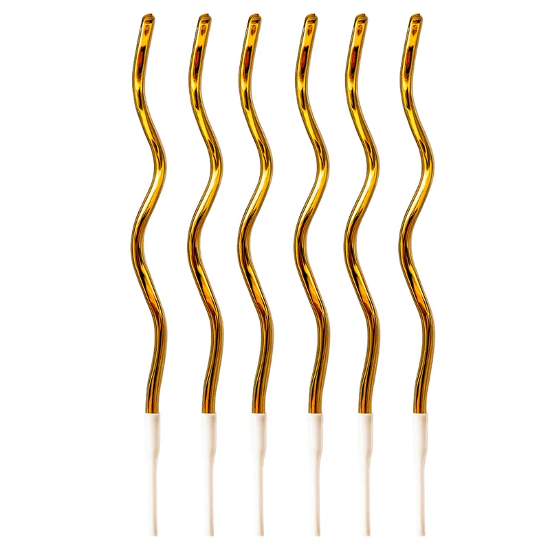 Vela Ondulada Metalizada Dourada 6 Unidades 16cm PARTIU FESTA VELA ONDULADA METALIZADA DOURADA 6UN 16CM PAF302 PARTIU FEST