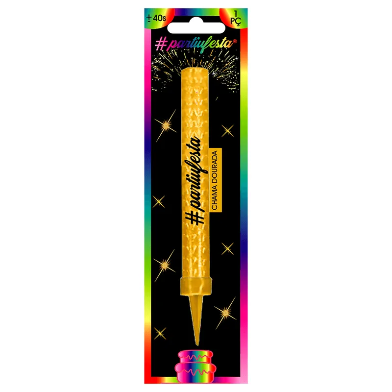Vela Vulcão Chama Dourada 12cm PARTIU FESTA VELA VULCAO CHAMA DOURADA 12CM PAF500 PARTIU FESTA