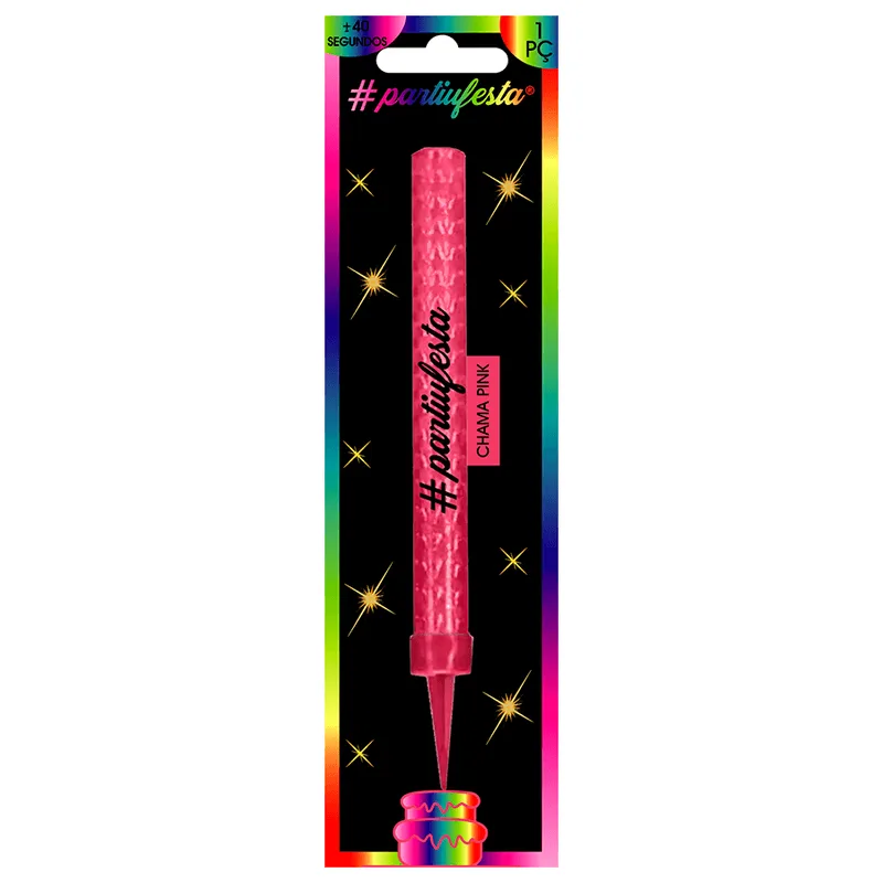 Vela Vulcão Chama Pink 12cm PARTIU FESTA VELA VULCAO CHAMA PINK 12CM PAF500 PARTIU FESTA