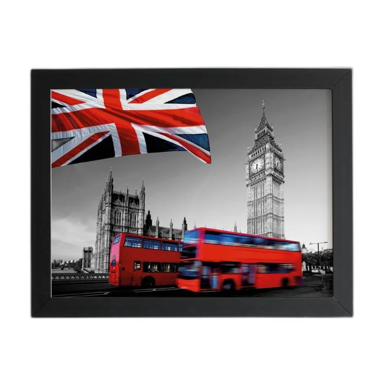 Big Ben Londres Onibus Quadro Moldura Preta 60X40Cm