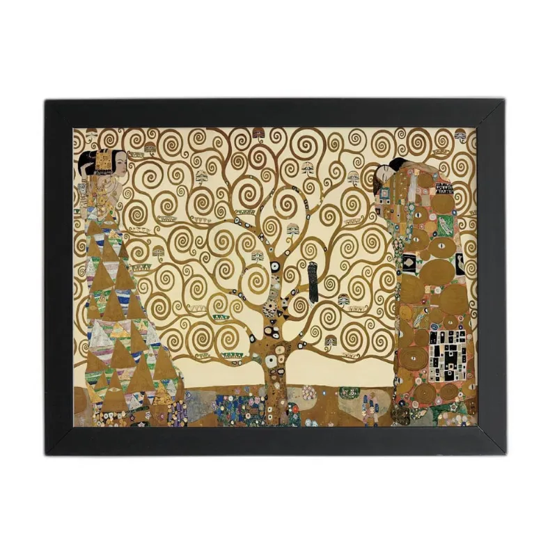 A Árvore Da Vida Gustav Klimt Quadro Moldura Preta 60X40Cm