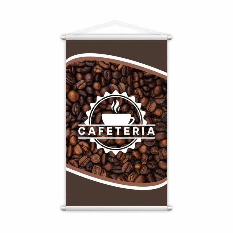 Banner Cafeteria Café Grãos Xícara Bebida Lona Grande