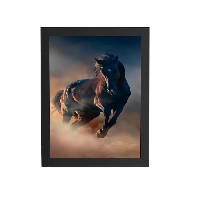 Cavalo Correndo Animais Foto Quadro Moldura Preta 60x40cm