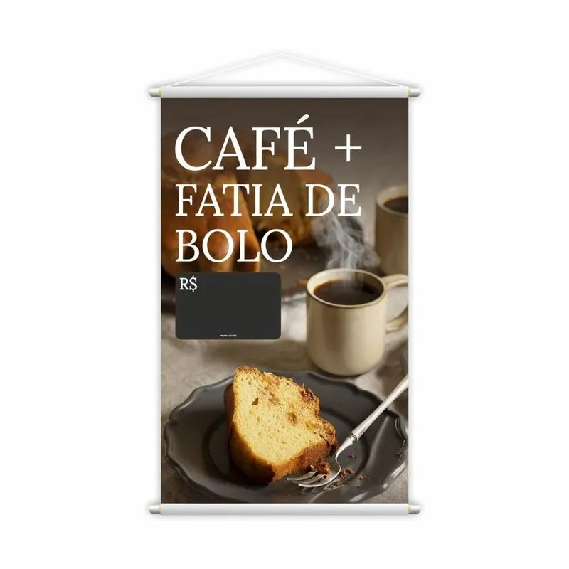 Banner Café Fatia De Bolo Preço Cafeteria Lona Grande
