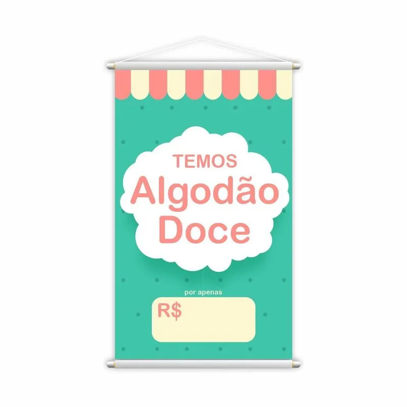 Banner Temos Algodão Doce Colorido Preço Lona 80x50cm