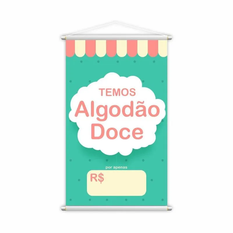 Banner Temos Algodão Doce Colorido Preço Lona Grande