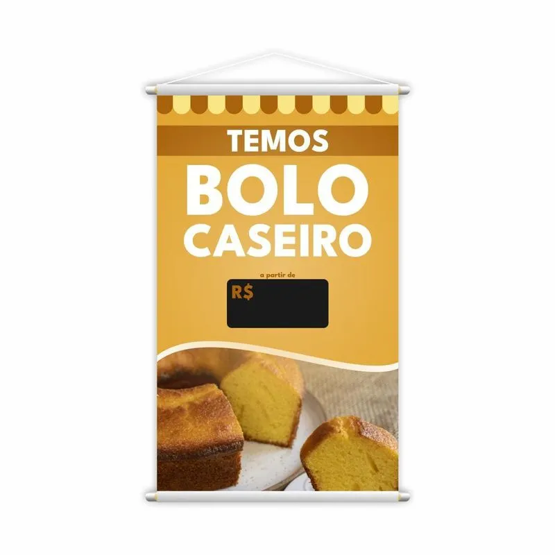 Banner Temos Bolo Caseiro Laranja Preço Lona 60x40cm