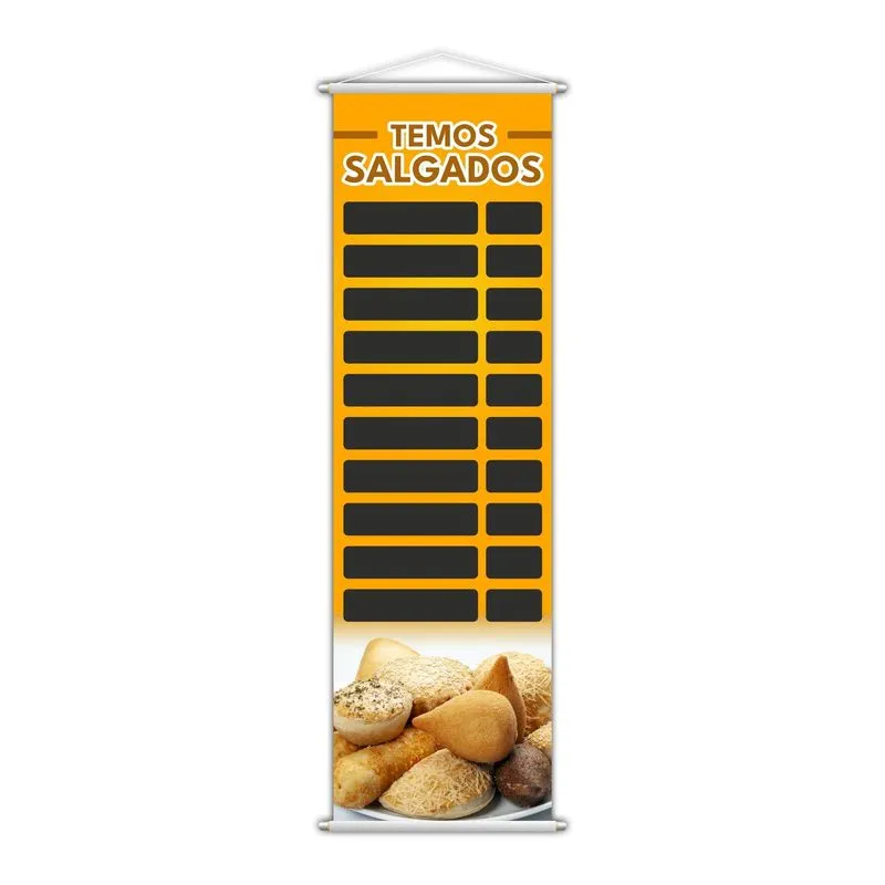 Banner Temos Salgados Padaria Tabela De Preços Lona 100x30cm