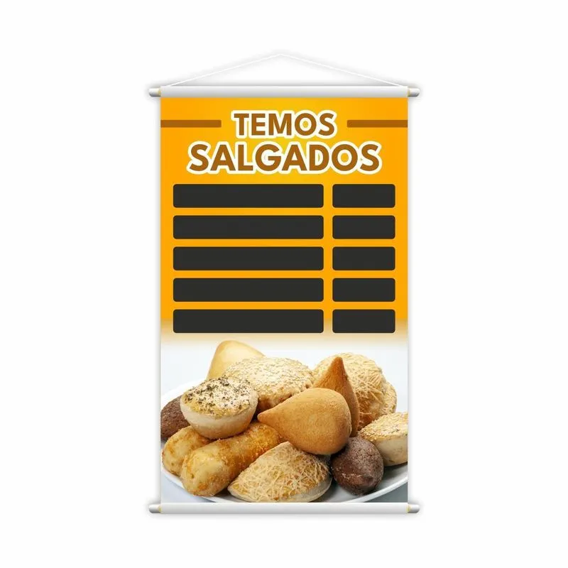 Banner Temos Salgados Padaria Tabela De Preços Lona 80x50cm