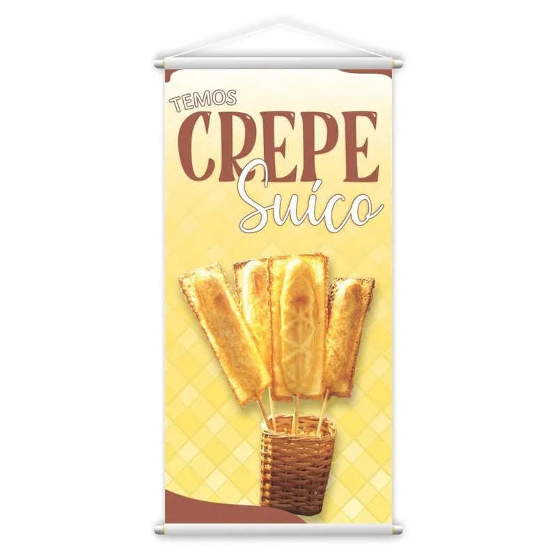 Banner Temos Crepe Suíço Fundo Amarelo Comida Lona 60x40cm