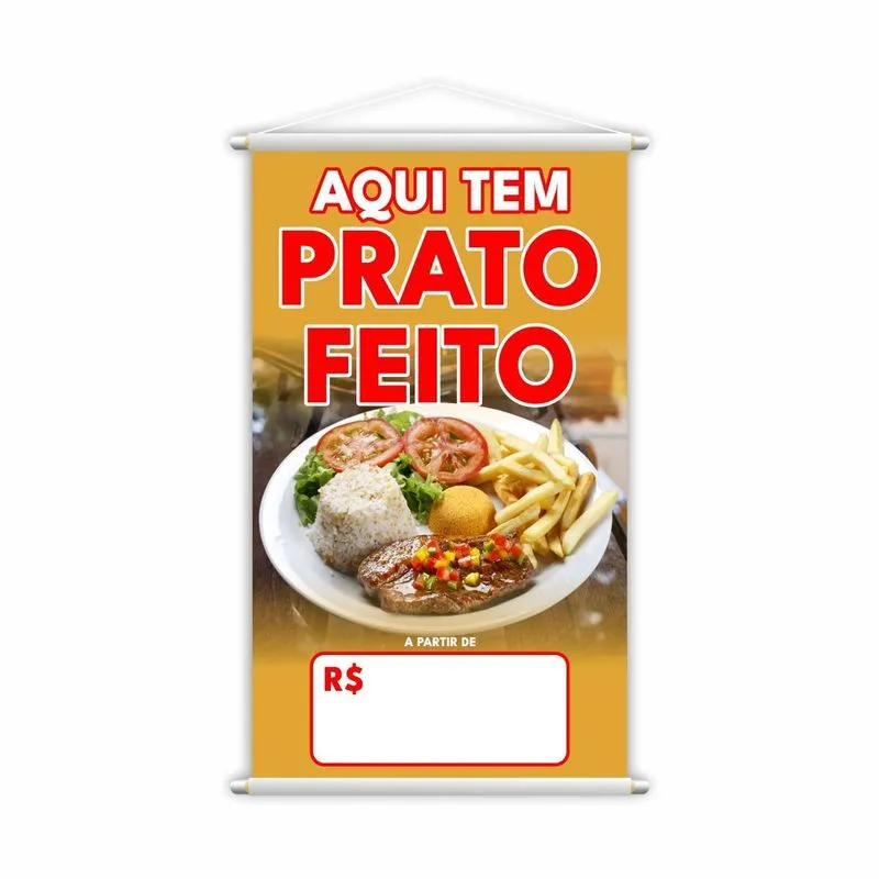 Banner Aqui Tem Prato Feito Restaurante Preço 80x50cm