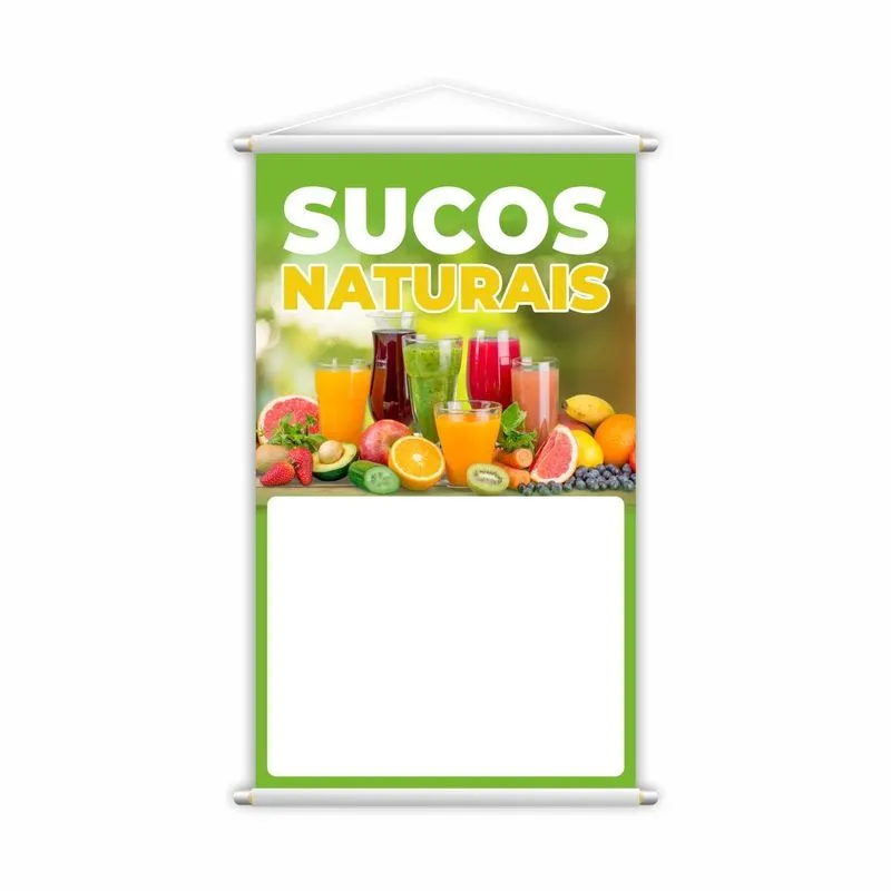 Banner Sucos Naturais Frutas Colorido Fundo Branco Grande