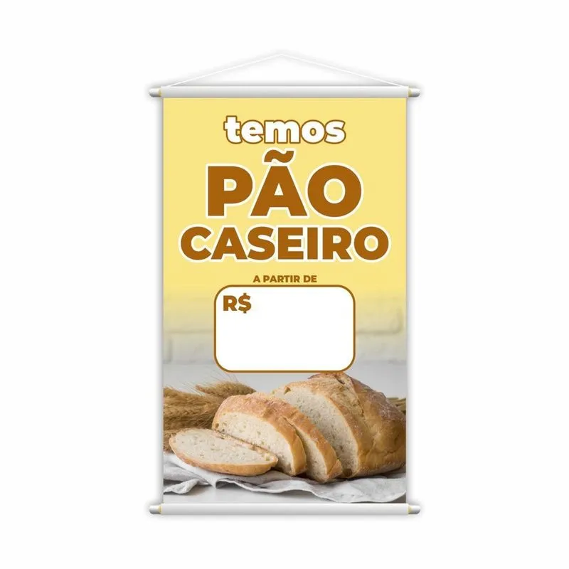 Banner Temos Pão Caseiro Padaria Preço Fundo Branco Grande