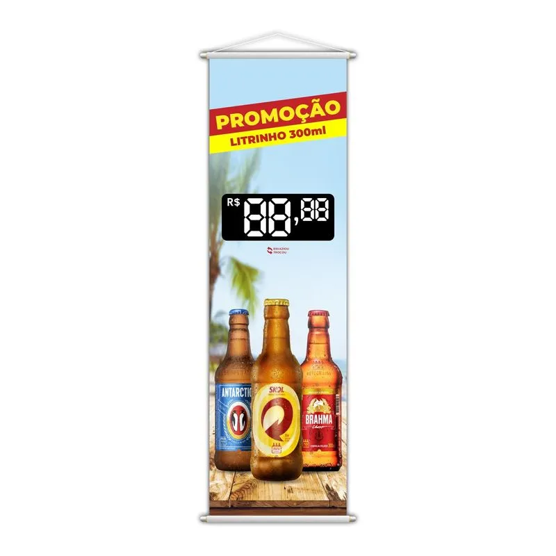 Banner Litrinho 300ml Cerveja Bebidas 100x30cm