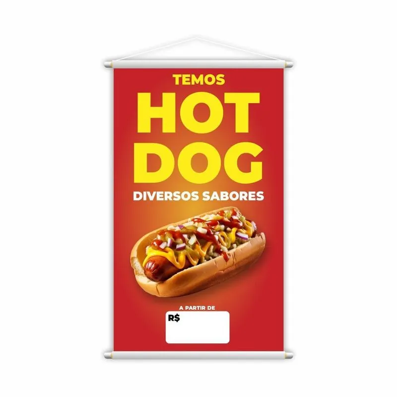 Banner Temos Hot Dog Diversos Sabores Lanche Preço Grande