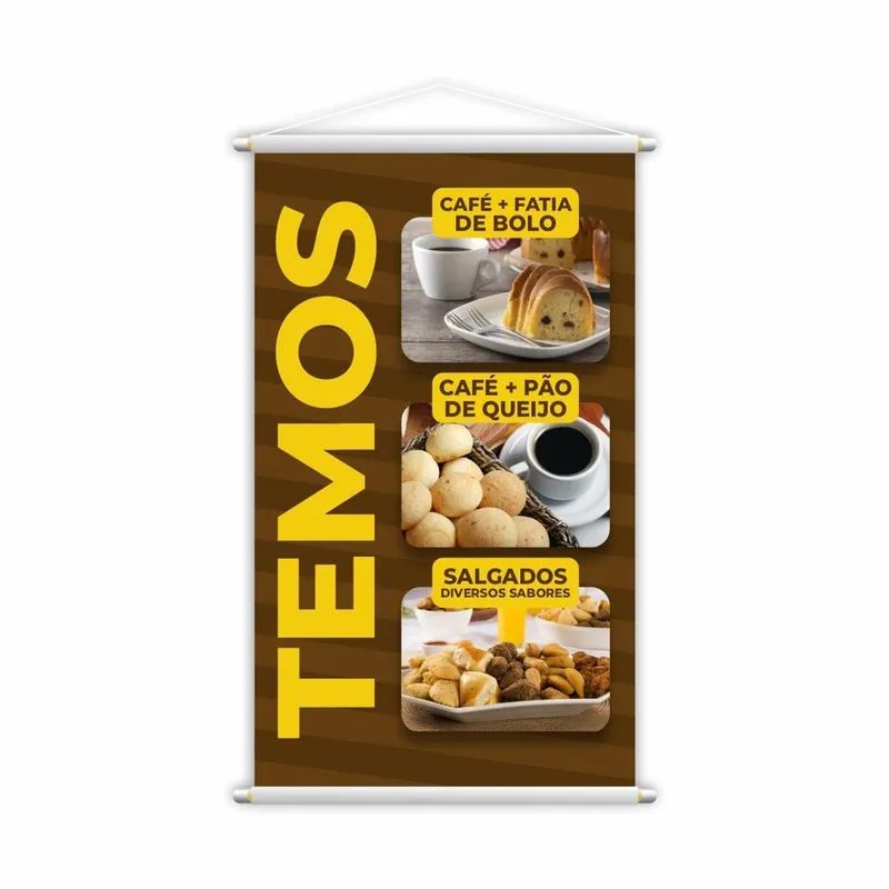 Banner Temos Café Bolo Pão De Queijo Salgados Grande