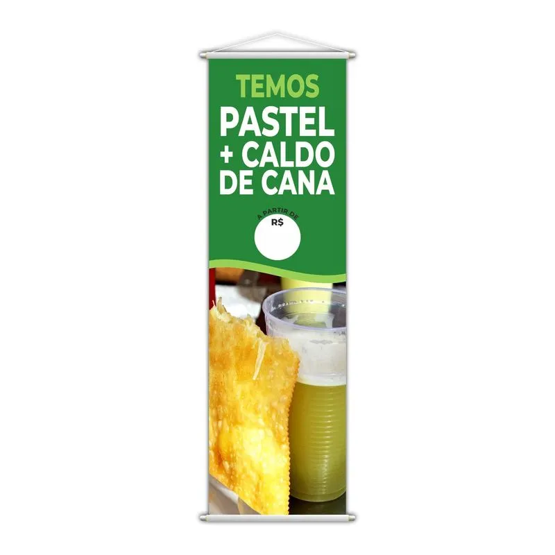 Banner Temos Pastel E Caldo De Cana Lanche Preço 100x30cm