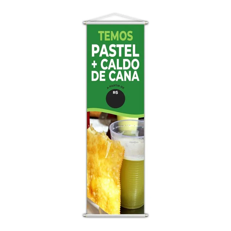 Banner Temos Pastel E Caldo De Cana Preço Lanche 100x30cm
