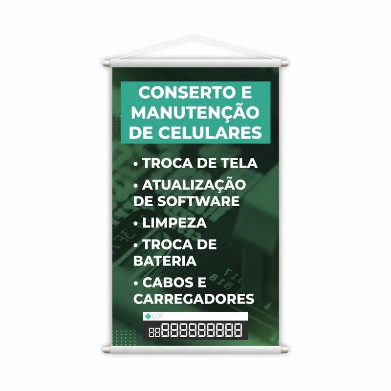 Banner Conserto Manutenção De Celulares Número Pix Grande